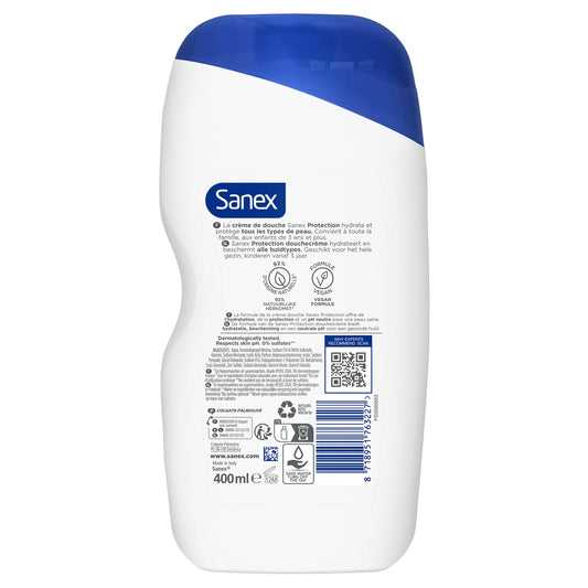 Crème de douche Tous Types de Peau Hydratante Protectrice pH Neutre Protection SANEX 