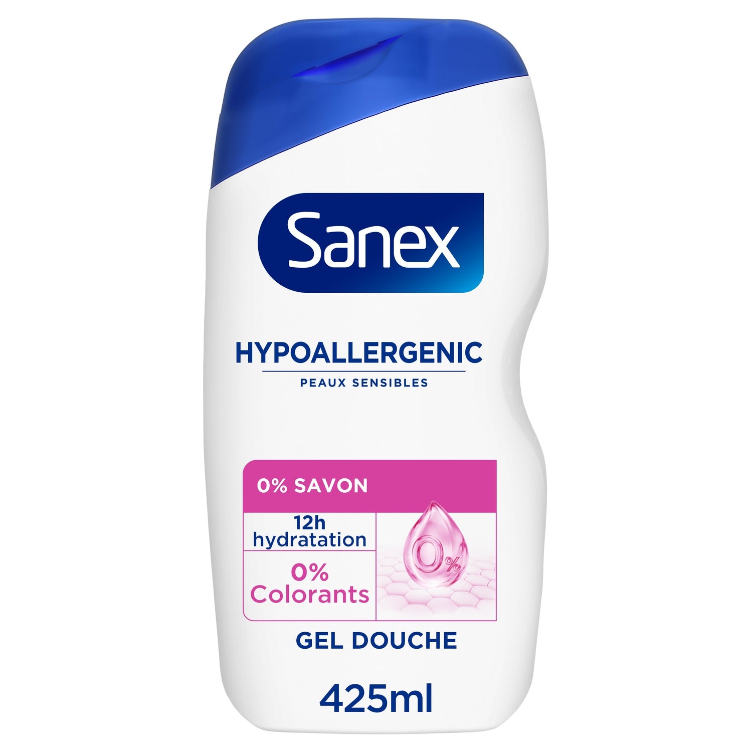 Gel douche Derma Care Hypoallergénique Peaux Sensibles Sans Savon Hydratant Sans Colorants SANEX 