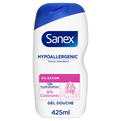 Gel douche Derma Care Hypoallergénique Peaux Sensibles Sans Savon Hydratant Sans Colorants SANEX 