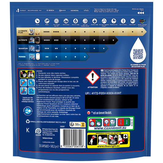 Quantum FINISH All In 1 Lemon Dishwasher Tablet