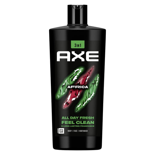 Gel douche Homme Corps Visage Cheveux Mandarine Bois de Santal 3 en 1 Africa AXE 