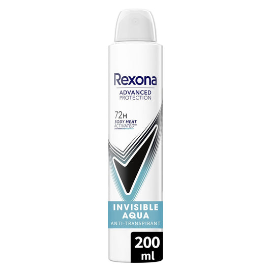 Déodorant Spray Anti-Transpirant Invisible Aqua 72h REXONA le flacon de 200mL