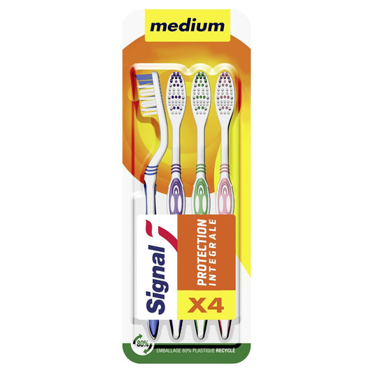 Brosse à Dents Médium Protection Intégrale SIGNAL le lot de 4 brosses à dents