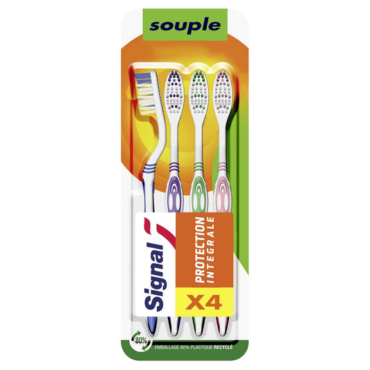 Brosse à Dents Souple Protection Intégrale SIGNAL le lot de 4 brosses à dents
