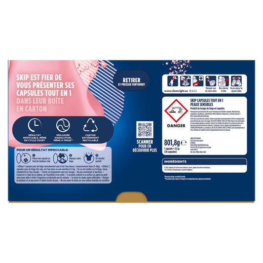 SKIP 3-in-1 Sensitive Skin Laundry Detergent Capsules
