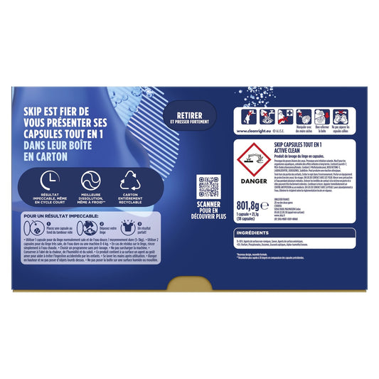 Active Clean SKIP 3in1 Capsule Laundry Detergent