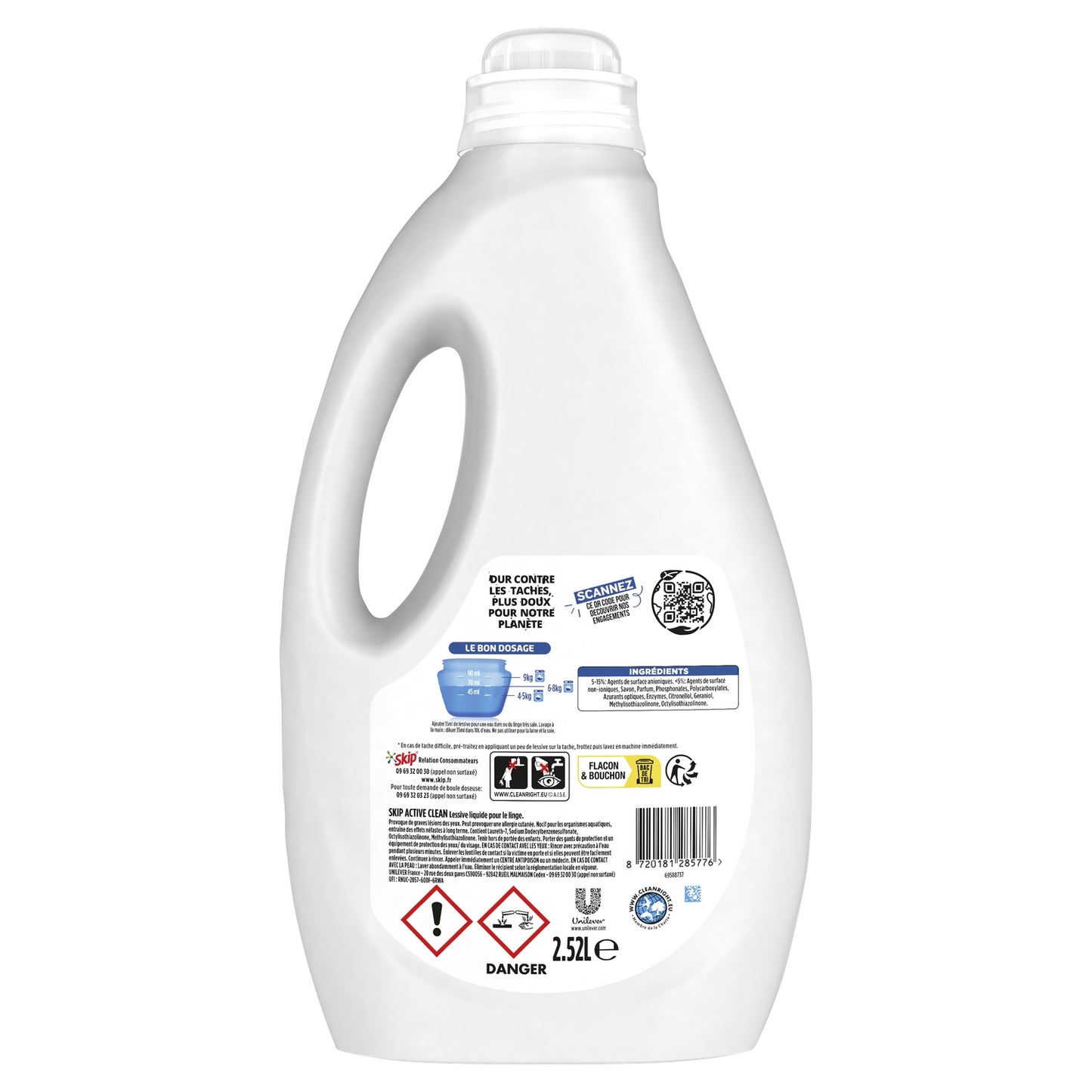 Active Clean Liquid Laundry Detergent with Plant-Based Active Ingredients SKIP