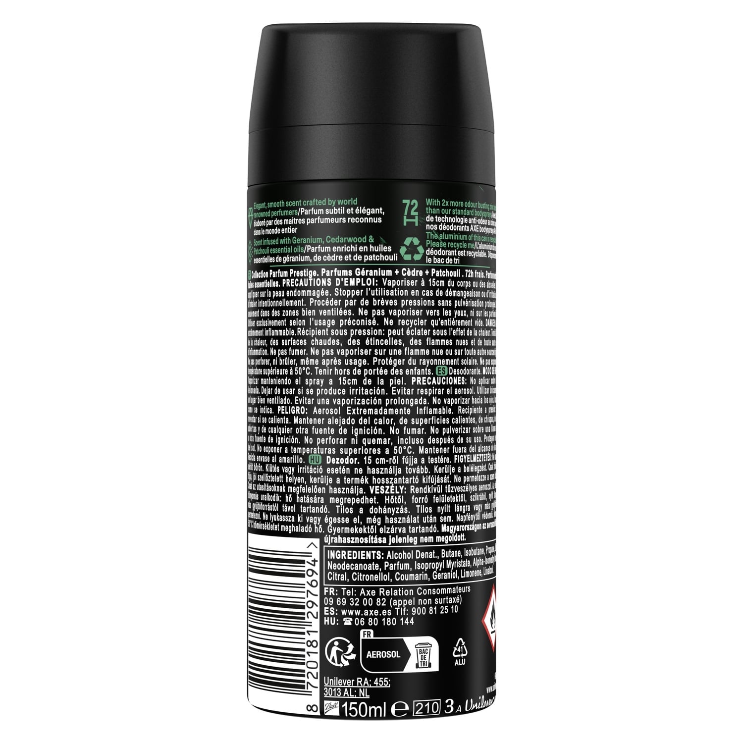 Déodorant spray homme Emerald Geranium AXE 