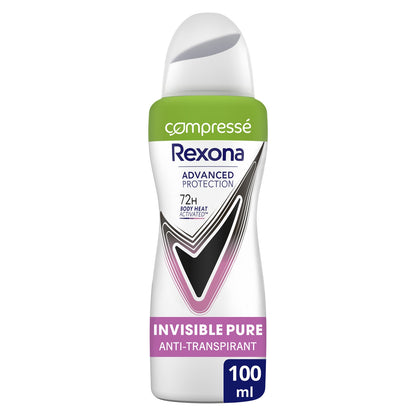 Déodorant spray compressé Anti-traces Invisible Pure Advanced Protection REXONA 
