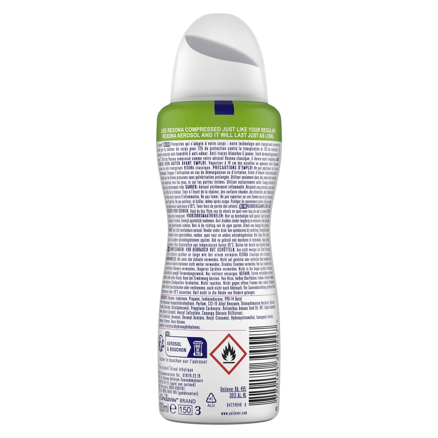 Déodorant spray compressé Anti-traces Invisible Pure Advanced Protection REXONA 