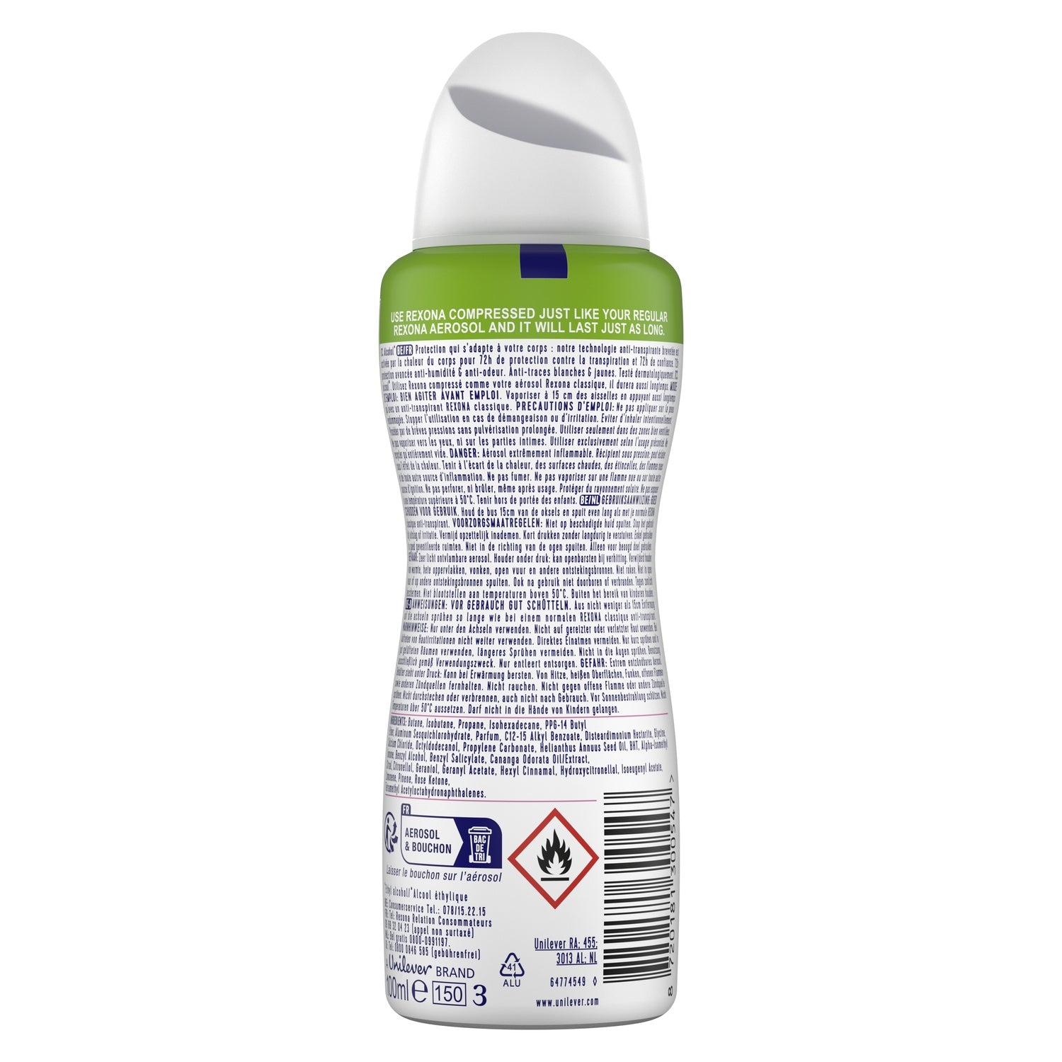 Déodorant spray compressé Anti-traces Invisible Pure Advanced Protection REXONA 