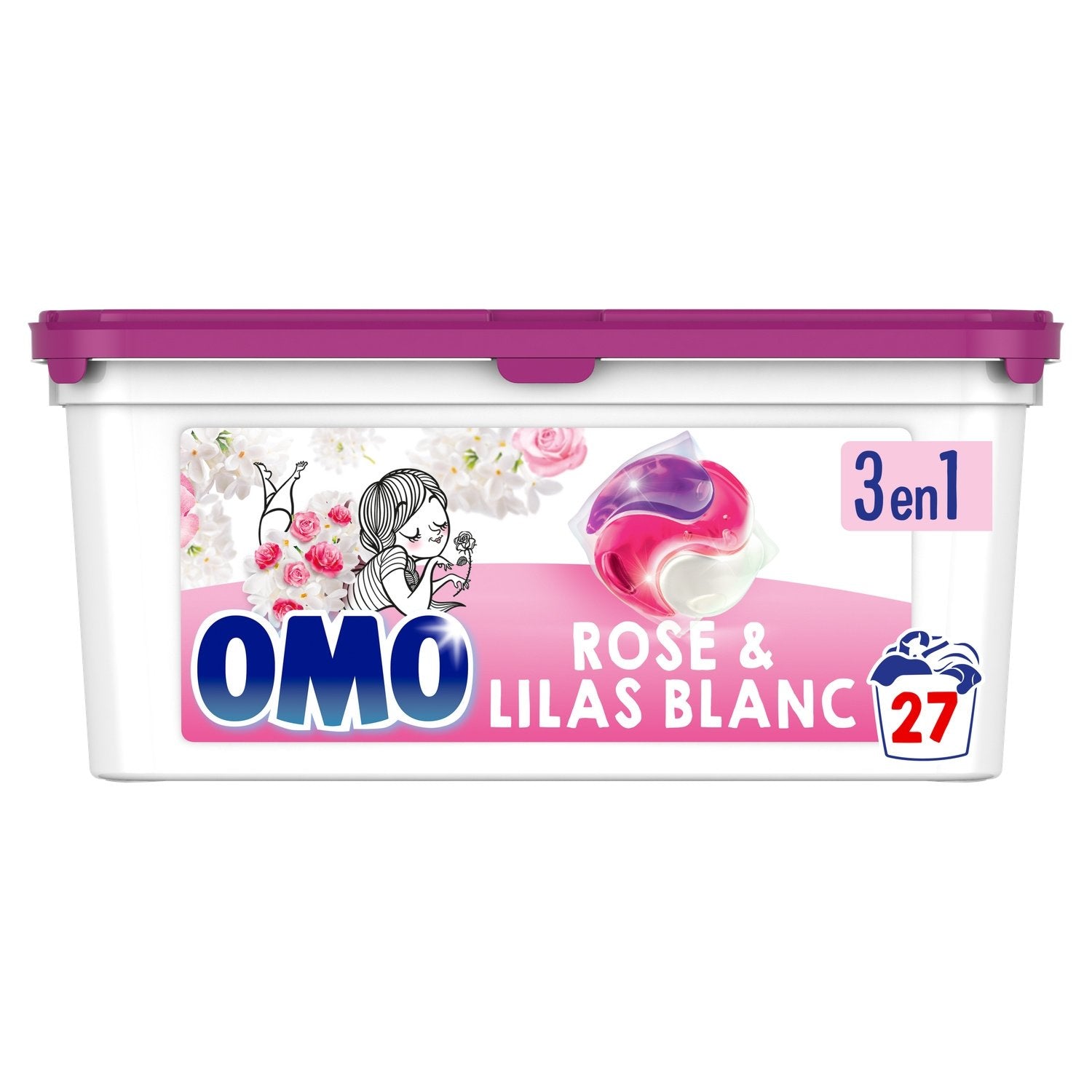 Lessive Capsule 3en1 Rosir de Plaisir Rose & Lilas Blanc OMO – La ...