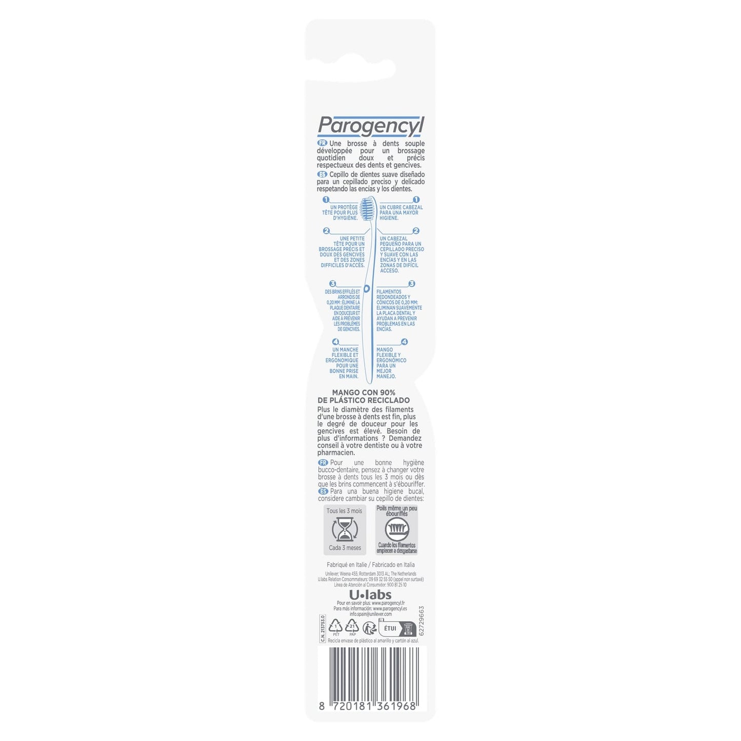 Brosse à dents Souple Gencives Sensibles PAROGENCYL 