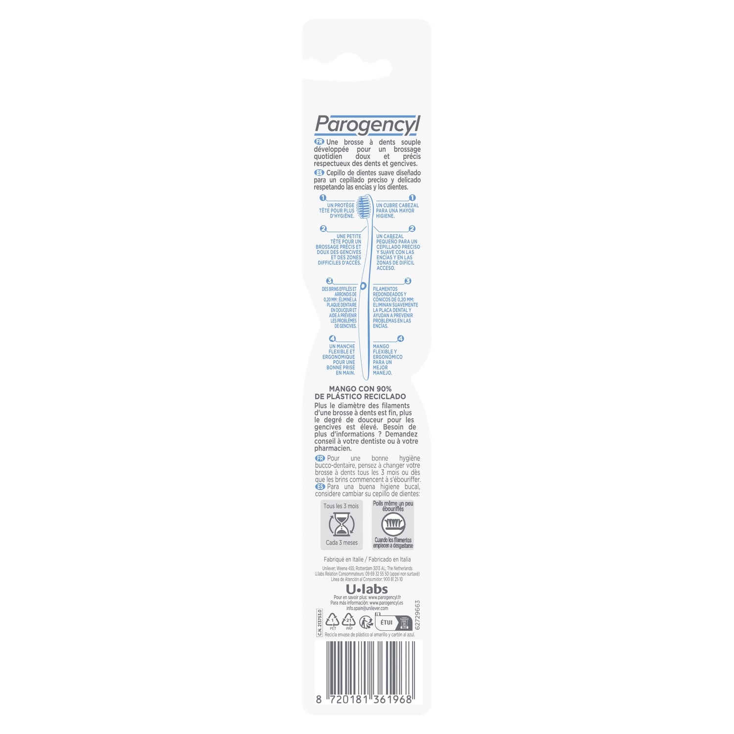 Brosse à dents Souple Gencives Sensibles PAROGENCYL 