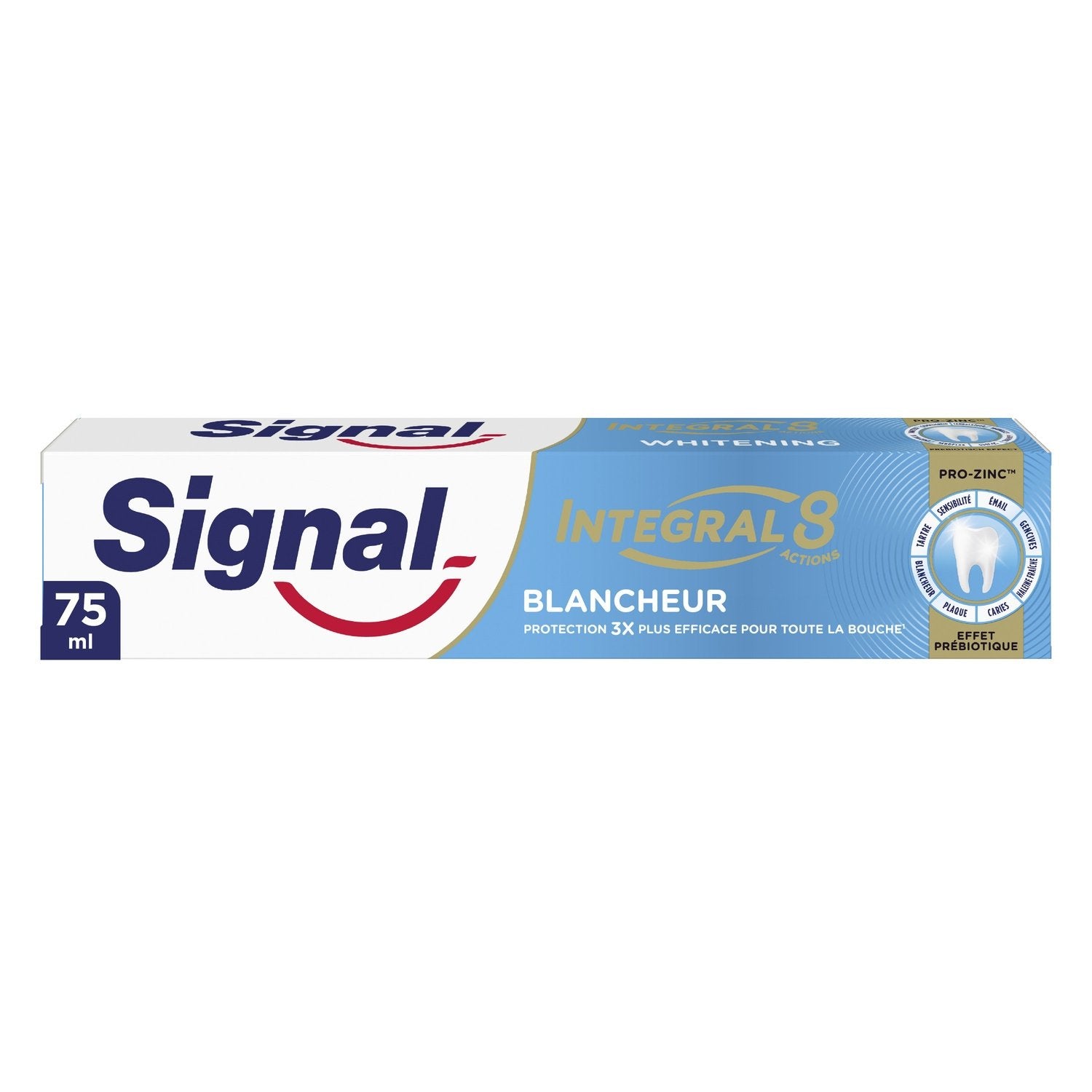 Dentifrice Integral 8 Blancheur Effet Prébiotique SIGNAL le tube de 75mL