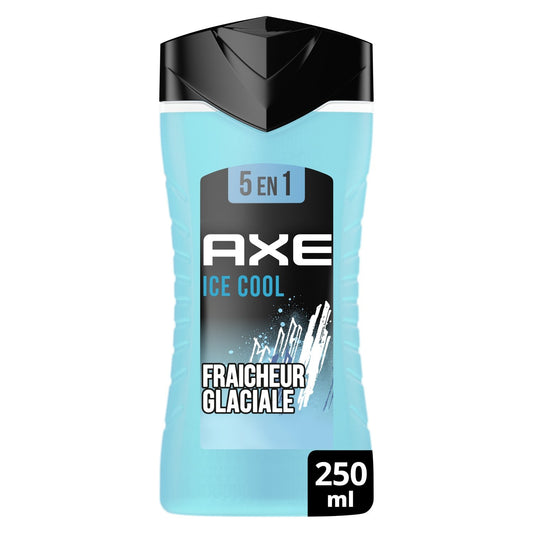 Gel Douche Homme Corps Visage Cheveux Barbe Aisselles Fraîcheur Glaciale Ice Chill AXE le flacon de 250mL