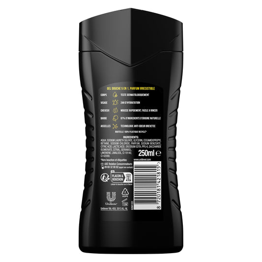 Gel douche Homme Corps Visage Cheveux Barbe Aisselles Mojito Bois de Cèdre 5 en 1 Wild AXE 