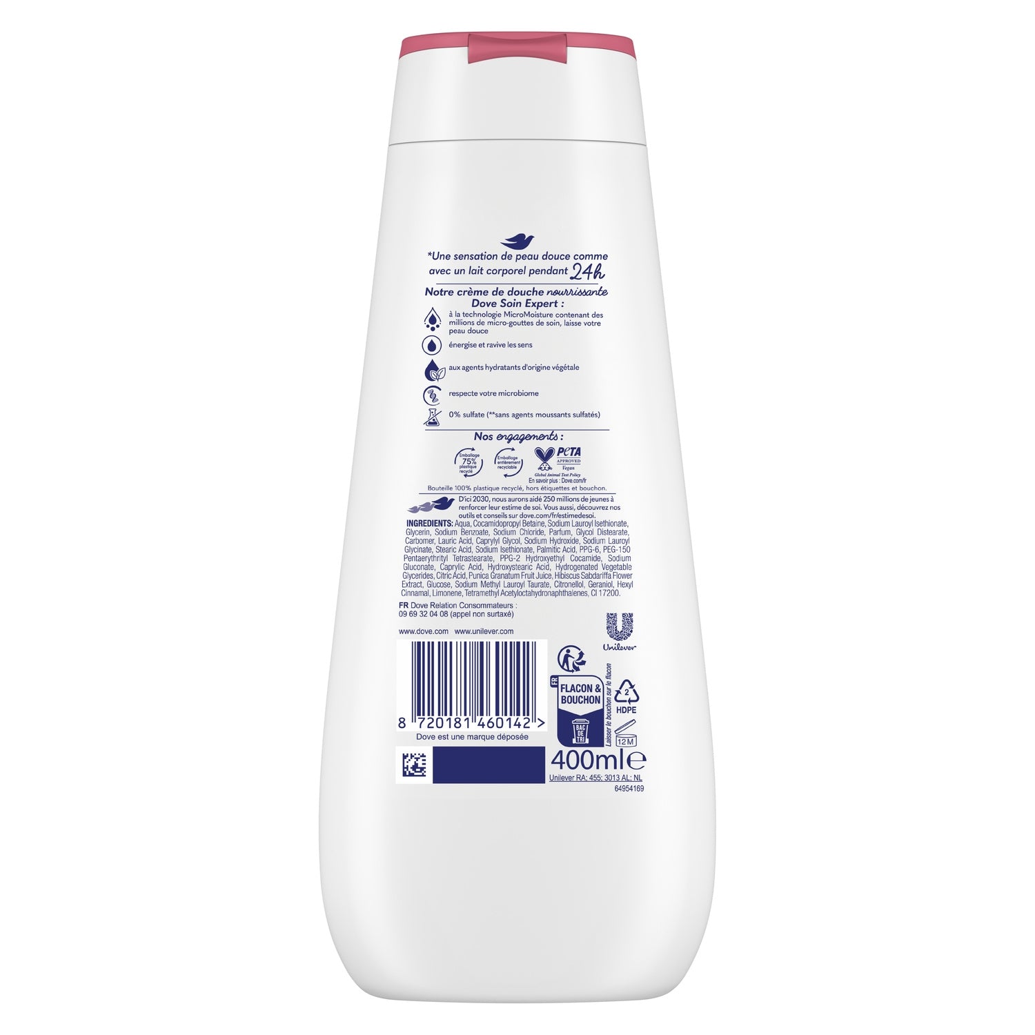 Gel douche Soin Vivifiant Grenade et Hibiscus DOVE 