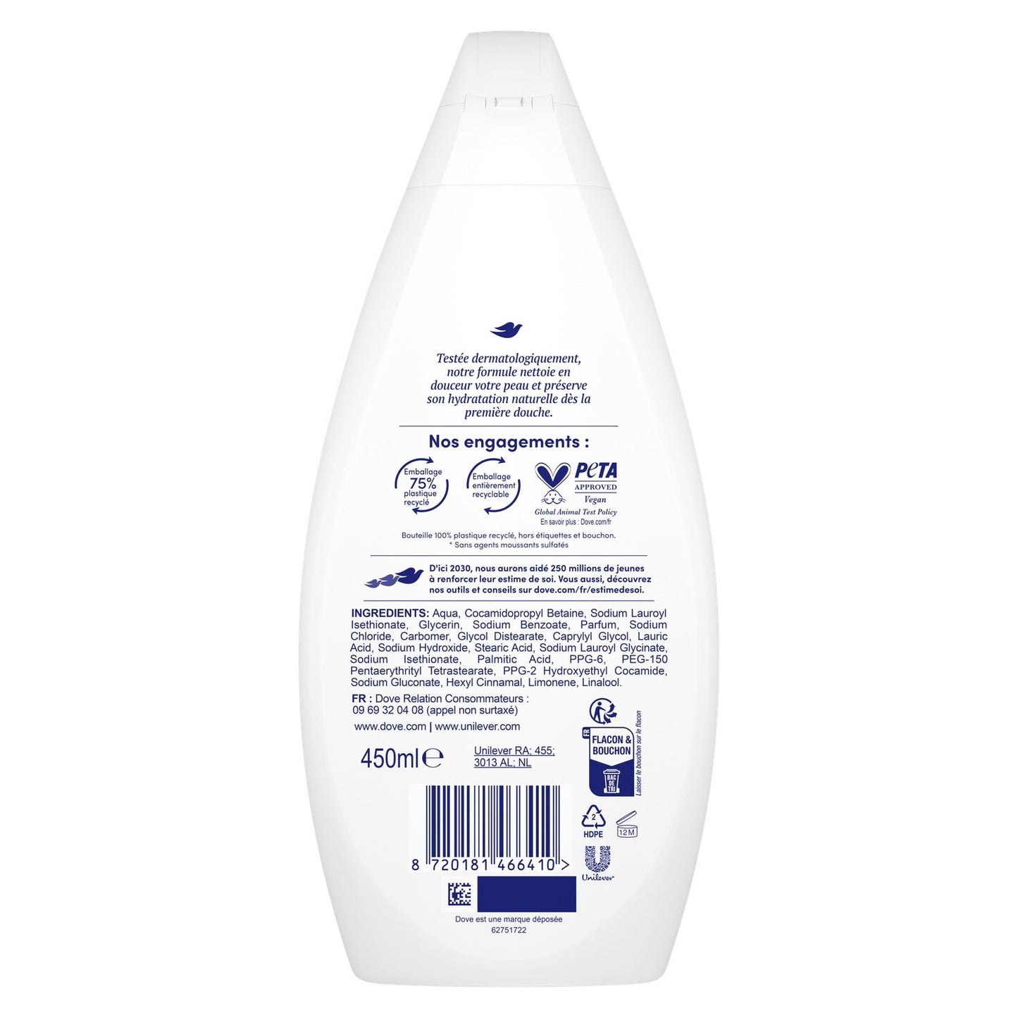 DOVE Feuchtigkeitsspendendes Duschgel ohne Sulfate