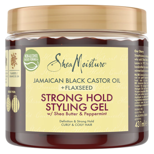 Gel Coiffant à l'Huile de Ricin de Jamaïque Tenue Forte SHEA MOISTURE le pot de 431mL