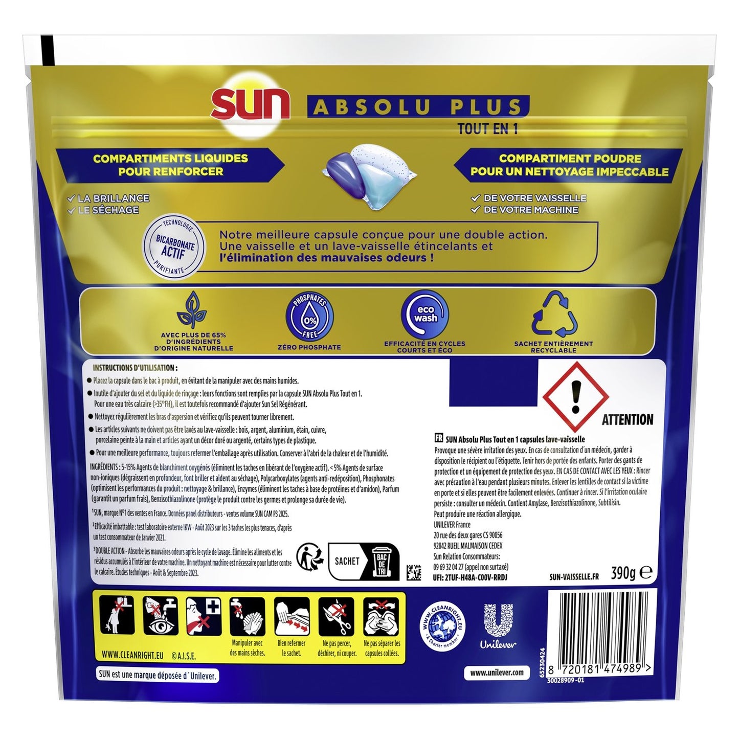 SUN Absolu Plus All in 1 Bicarbonate Dishwasher Capsules