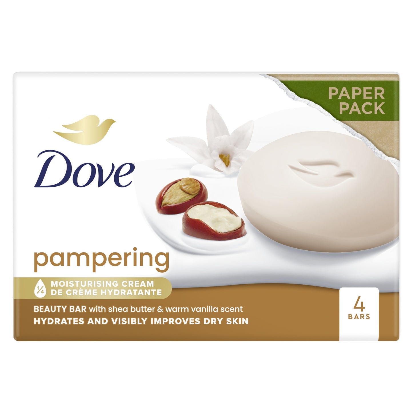Savon Solide Pampering au Beurre de Karité et à la Vanille DOVE 