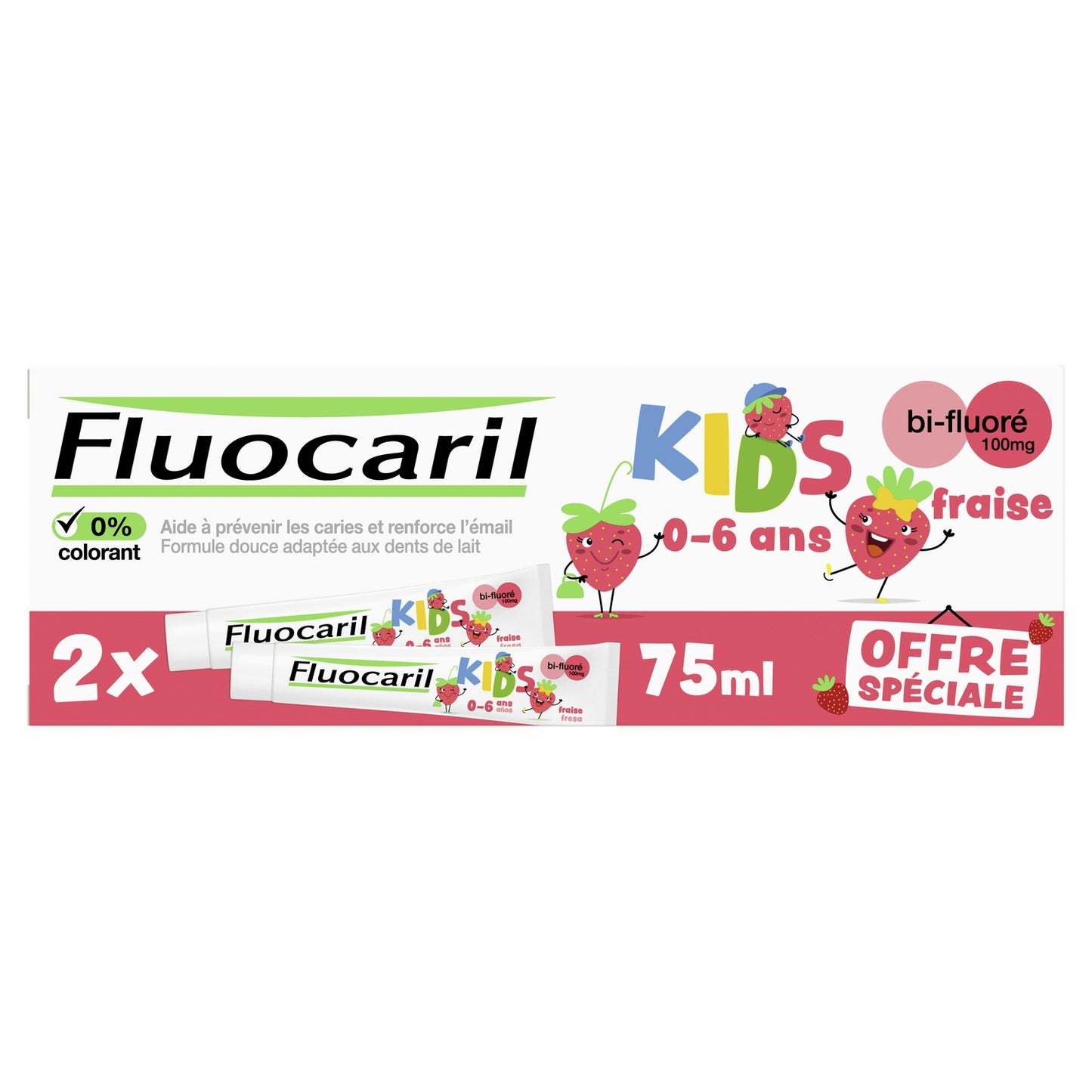 Dentifrice Enfant 0-6 ans Anti-caries Goût Fraise FLUOCARIL 