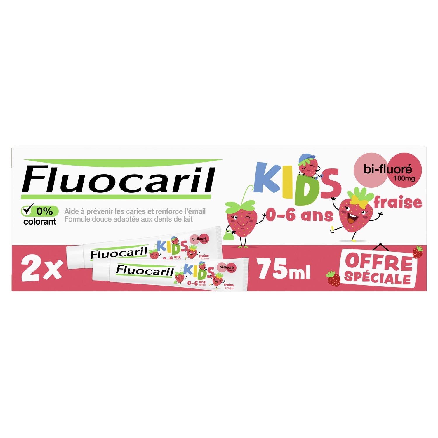 Dentifrice Enfant 0-6 ans Anti-caries Goût Fraise FLUOCARIL 
