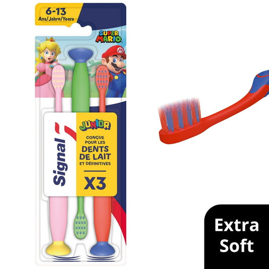 Brosse à Dents Junior Enfant 6-13 Ans Super Mario SIGNAL le lot de 3 brosses à dents