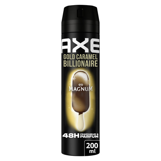 Déodorant Spray Homme Anti-Odeur Gold Caramel Billionaire 48h AXE le spray de 200mL