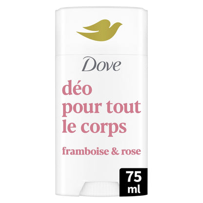 Déodorant Stick pour Tout le Corps 0% Alcool Framboise et Rose DOVE
