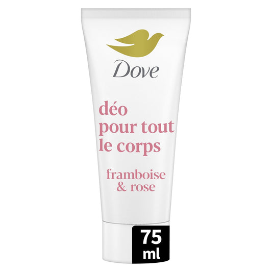 Crème pour Tout le Corps 0% Alcool Peaux Sensibles Framboise et Rose DOVE le flacon de 75mL