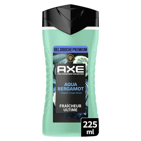 Gel Douche Homme Corps Parfum Frais Huiles Essentielles Bergamote Sauge Genévrier 12h Frais AXE le flacon de 225mL
