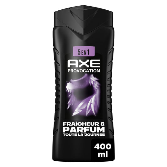Gel Douche Homme Corps Visage Cheveux Fraîcheur Parfum Noix de Coco et Poivre Noir Provocation 5 en 1 AXE le flacon de 400mL