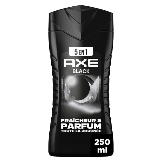 Gel Douche Homme Corps Cheveux Visage Barbe Black Fraîcheur et Parfum 24h AXE le flacon de 250mL
