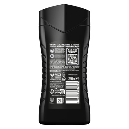 Gel Douche Homme Corps Cheveux Visage Barbe Black Fraîcheur et Parfum 24h AXE