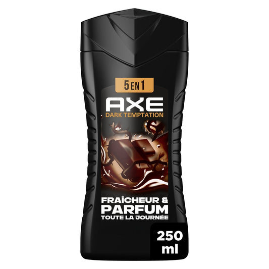 Gel Douche Homme Corps Cheveux Fraîcheur Parfum Chocolat Tonka Dark Temptation AXE le flacon de 250mL