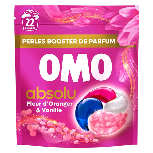 Lessive Capsules Absolu Fleur d'Oranger Vanille OMO le sachet de 22 capsules