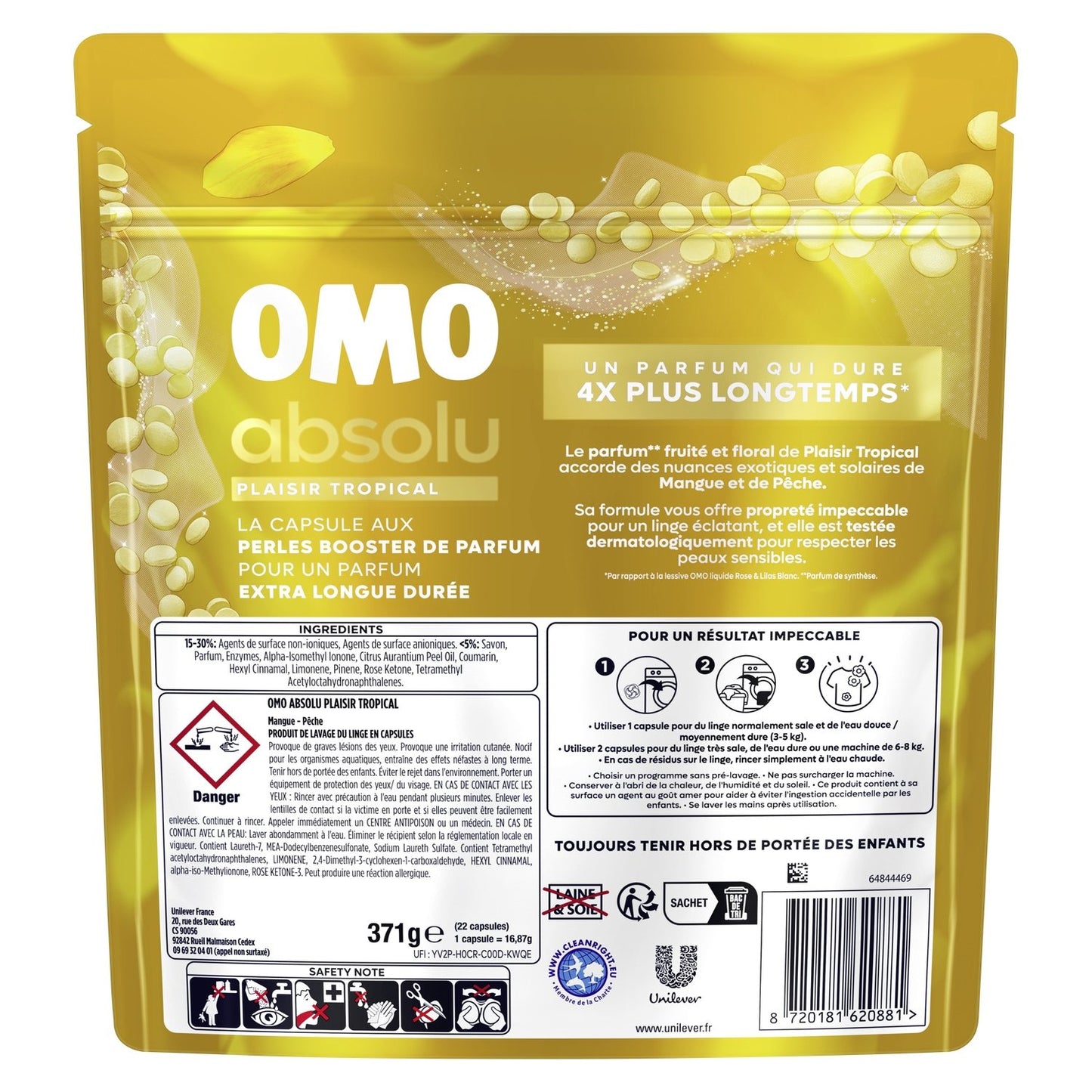 OMO Mango &amp; Peach Scented Pearls Laundry Detergent Capsules