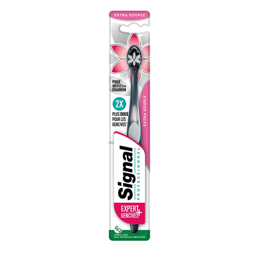 Brosse à Dents Enfants Extra Souple  Poils Infusés au Charbon SIGNAL le paquet d'une brosse à dent