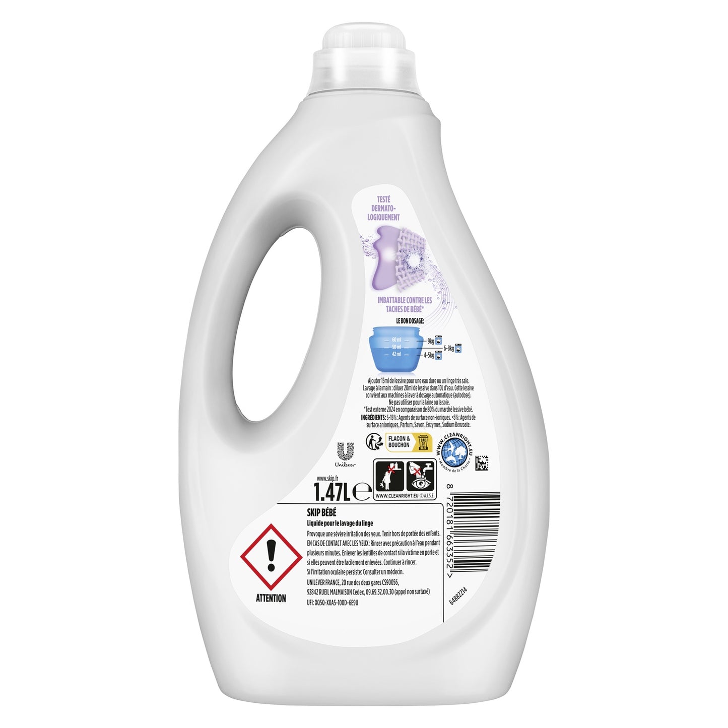 Lessive Liquide Bébé Imbattable Contre les Taches SKIP