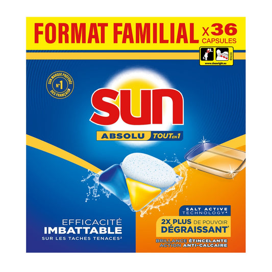 SUN Absolute All in 1 Degreaser Dishwasher Capsules