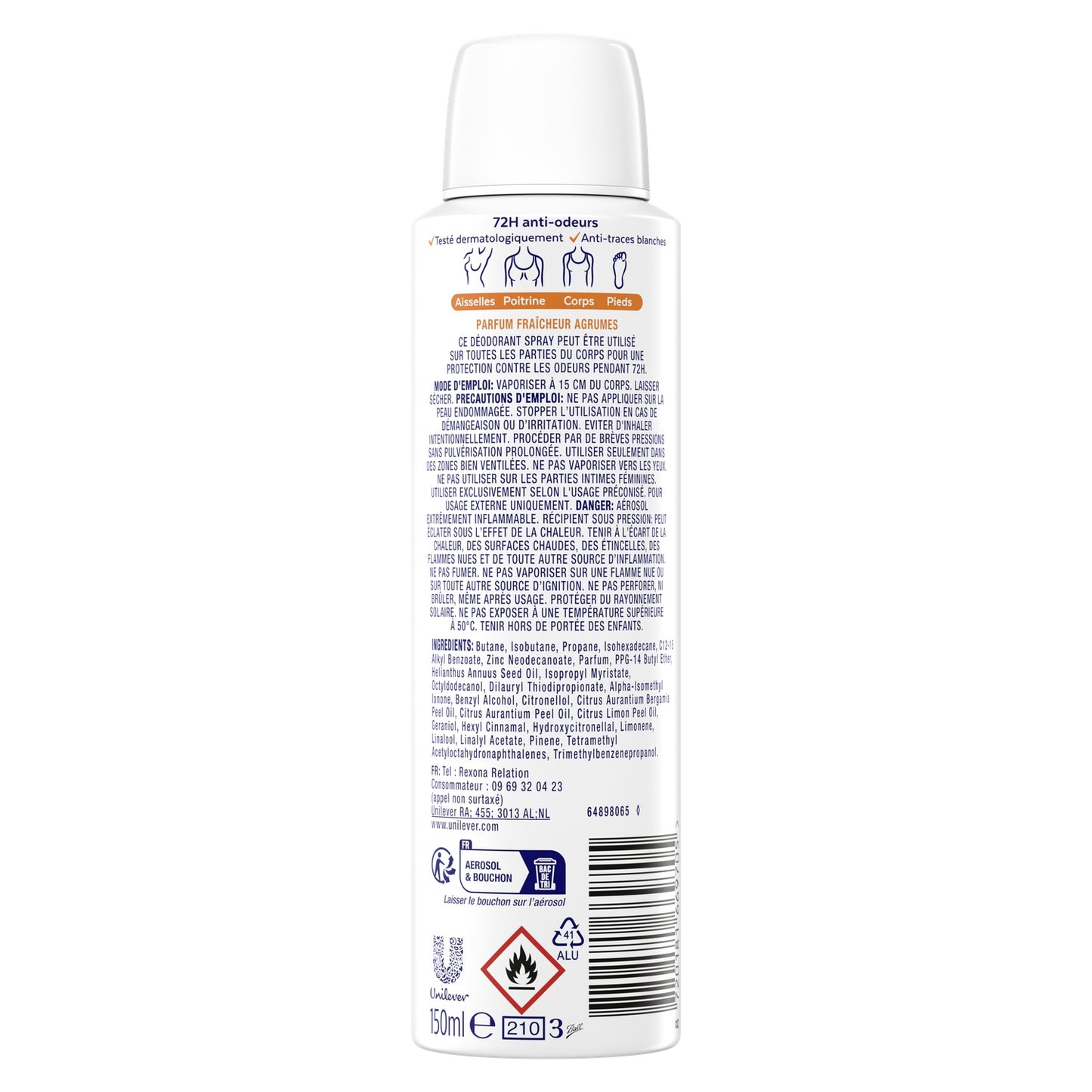 REXONA Citrus Fresh Körperdeodorant 0% Alkohol