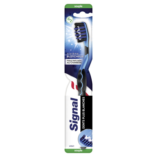 Brosse à dents Souple Système Blancheur Poils Infusés Au Charbon SIGNAL 