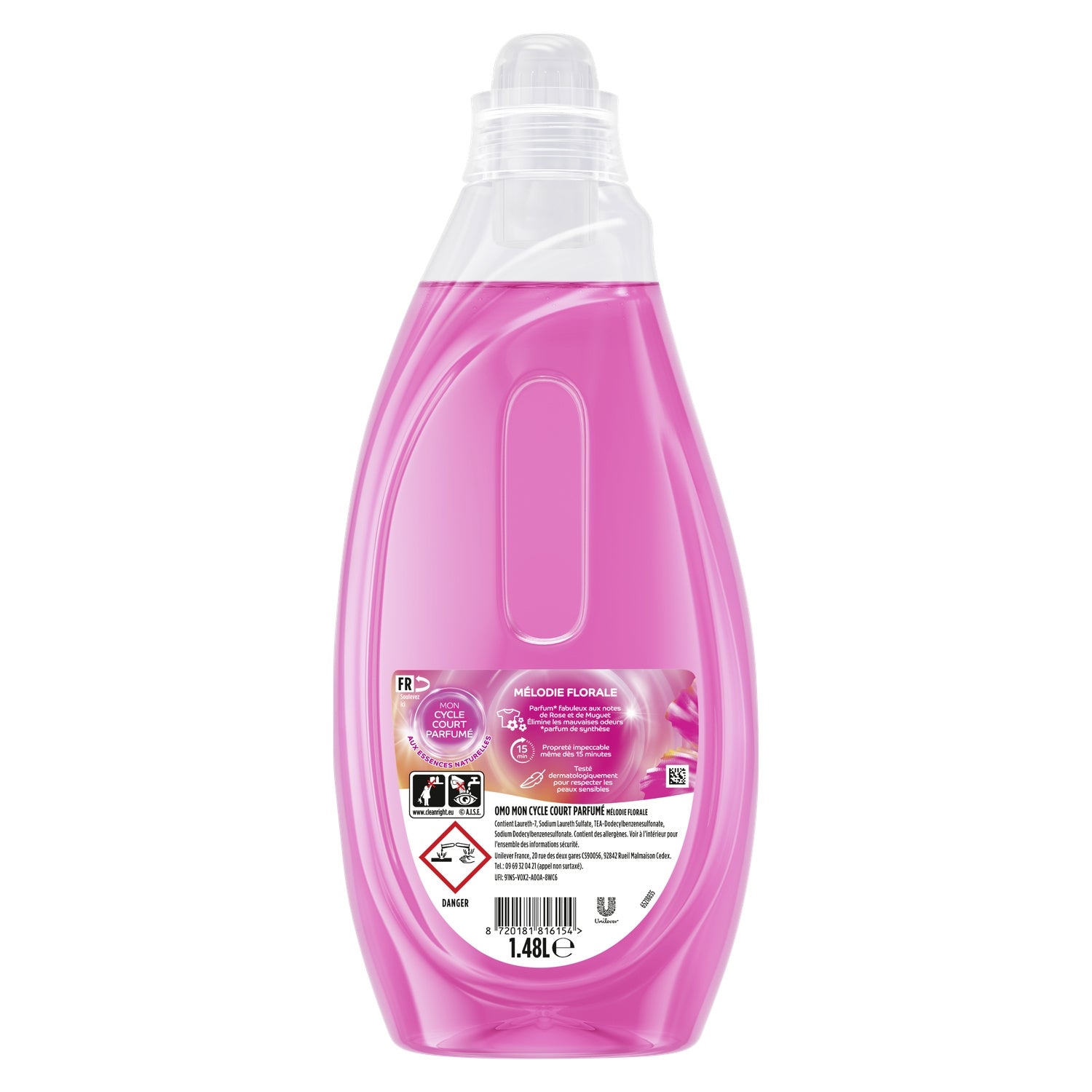 Lessive Liquide Cycle Court Mélodie Florale Muguet Rose OMO 
