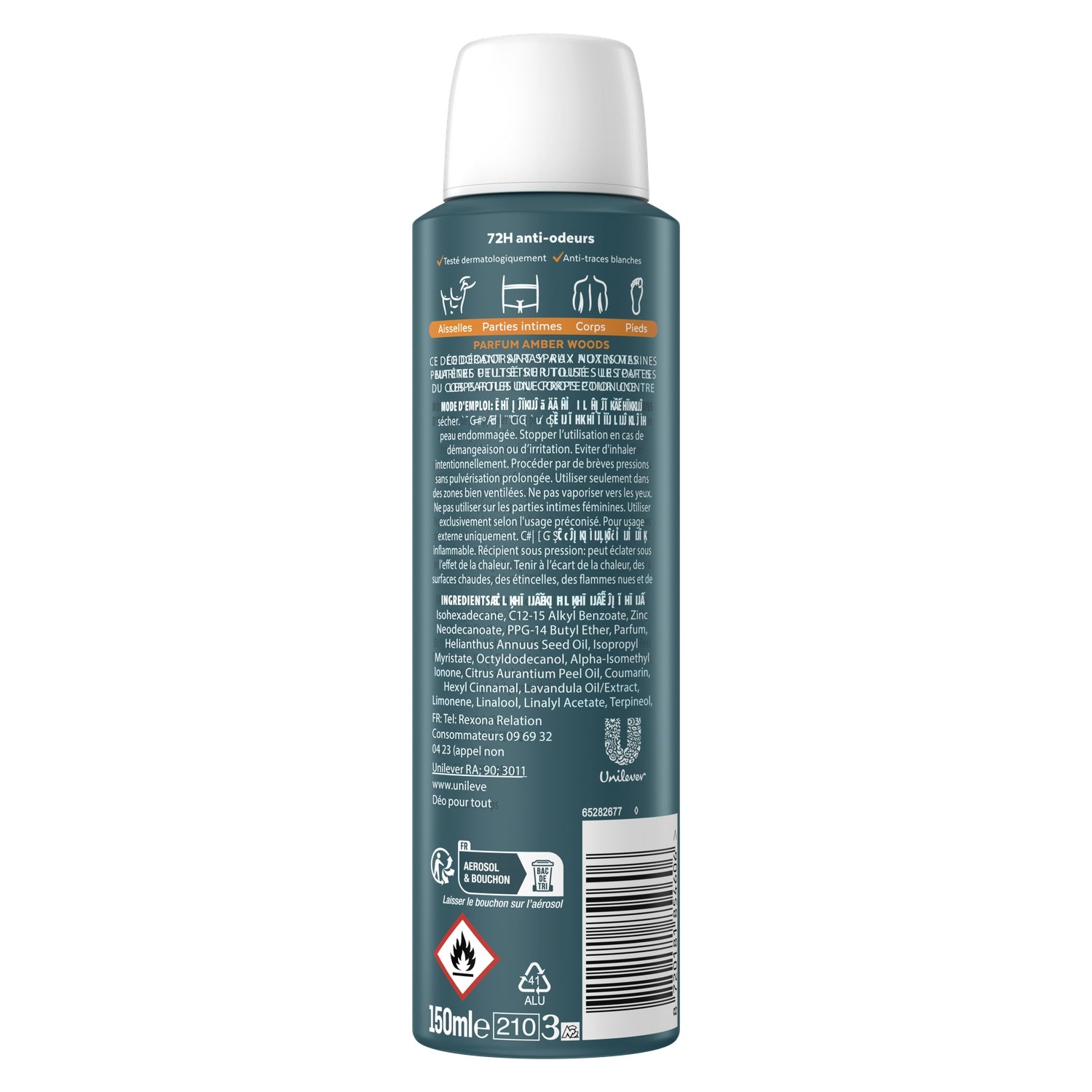 Déodorant Homme Pour tout le Corps 72h Amber Woods REXONA MEN 