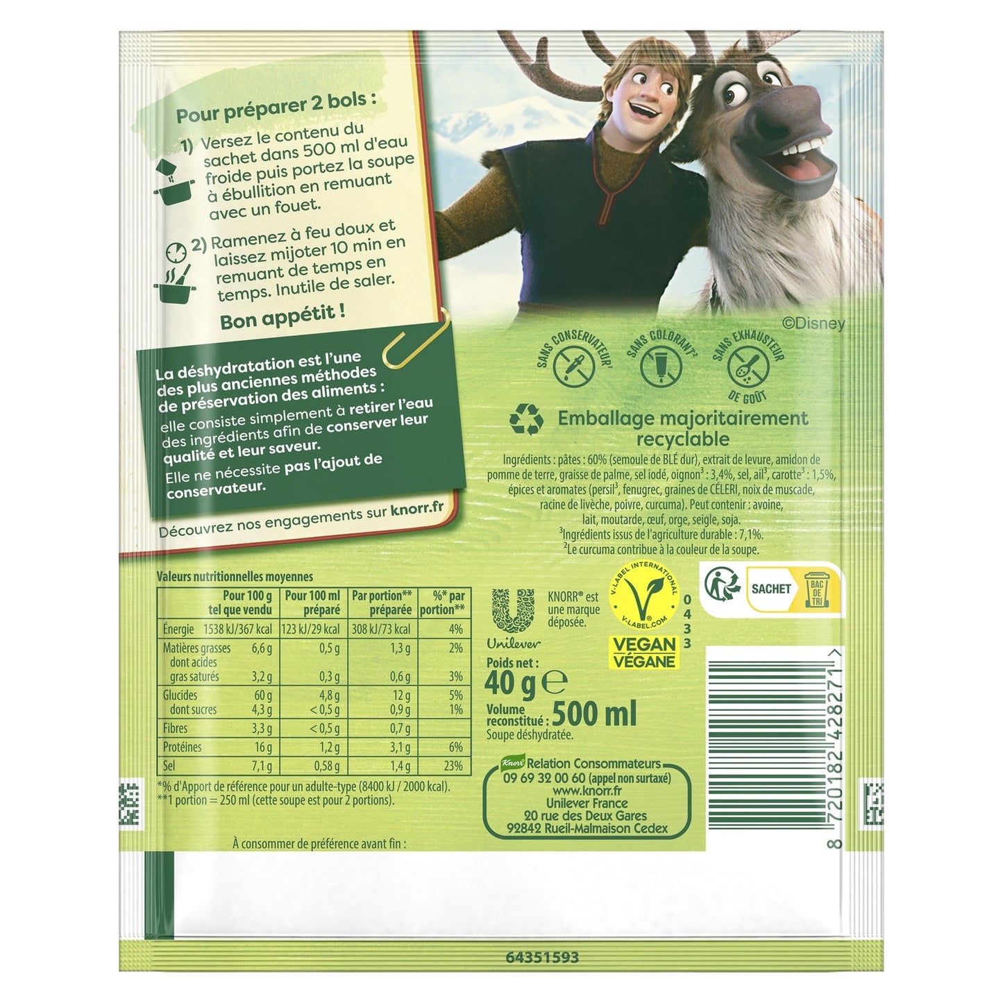 [ANTI-GASPILLAGE] Soupe Déshydratée Frozen, Reine de Neiges KNORR - Date de durabilité minimale : 03/2025