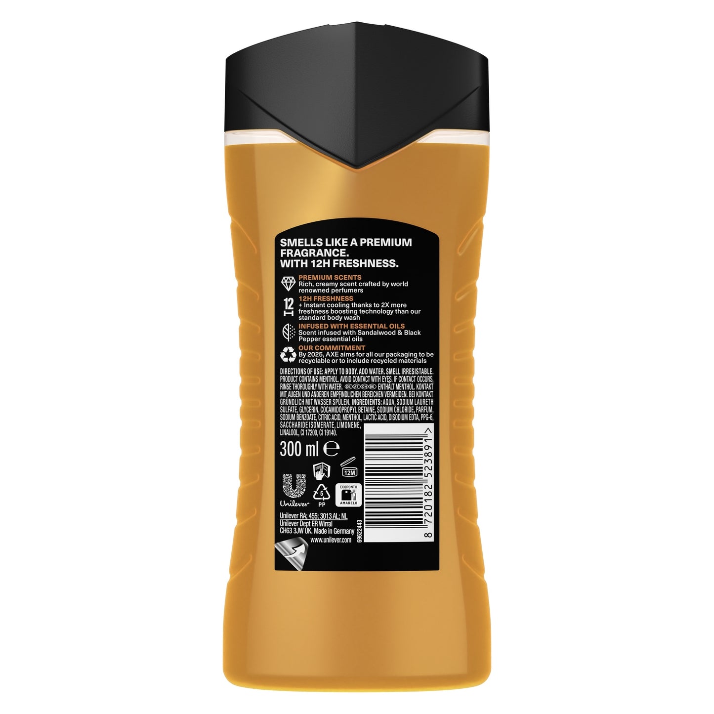 AXE Men's Shower Gel Brown Sugar &amp; Pepper Copper Sandalwood Scent