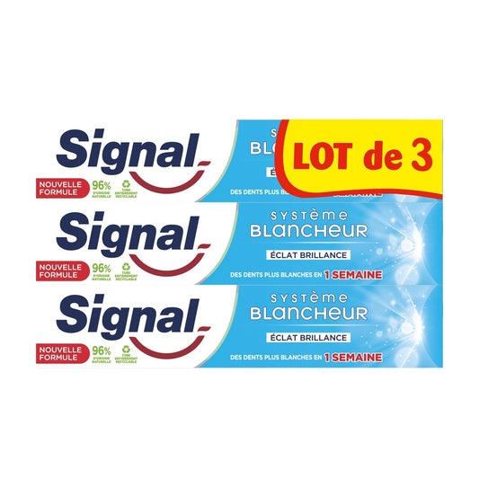 Dentifrice Système Blancheur Eclat Brillance 1 Semaine SIGNAL le lot de 3 tubes de 75mL
