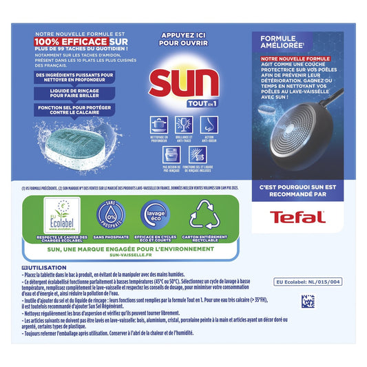 Tablettes Lave-Vaisselle Tout en 1 Regular Ecolabel SUN